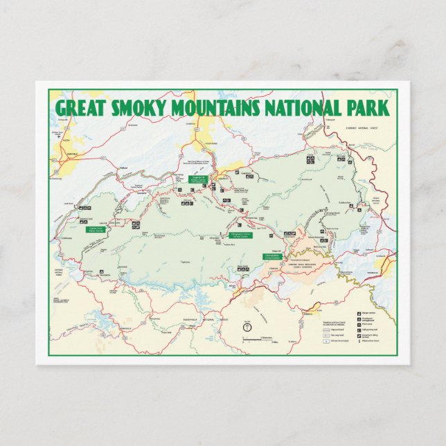 Carte du parc national des Great Smoky Mountains (Devant)