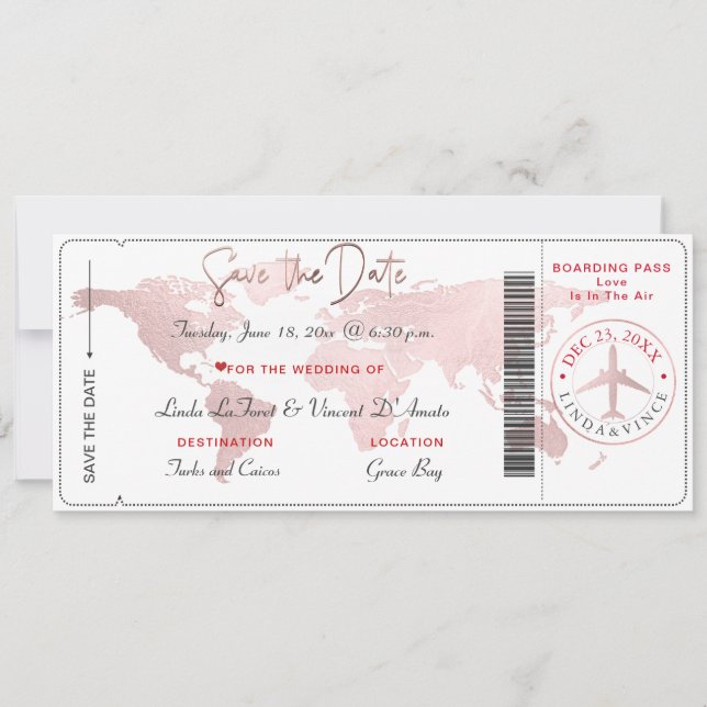 Carte du Pass Embarquement Sauvez la date, Blush W (Devant)