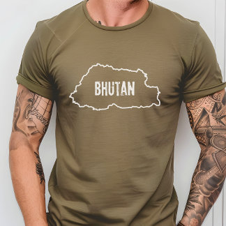 Carte du pays du Bhoutan Chemise T-shirt Bhoutanai