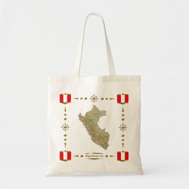 Carte du Pérou + Sac à drapeaux (Devant)