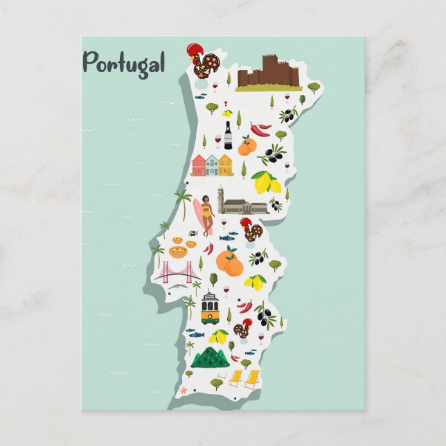 Carte du Portugal illustrée (Devant)