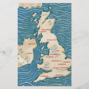 Carte du Poster vintage du Royaume-Uni