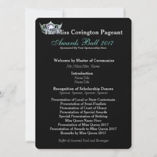 Carte du programme de bal Miss America Turquoise C