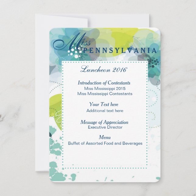Carte du programme de déjeuner du concours floral  (Devant)