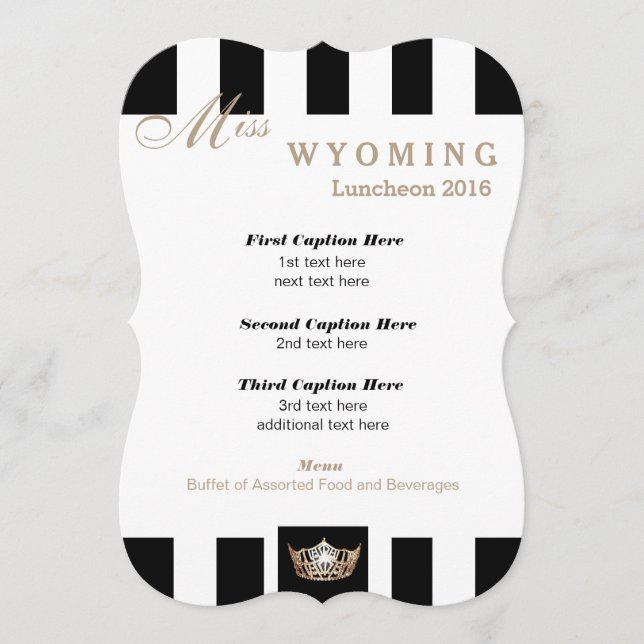 Carte du programme de déjeuner Miss America Black  (Devant)