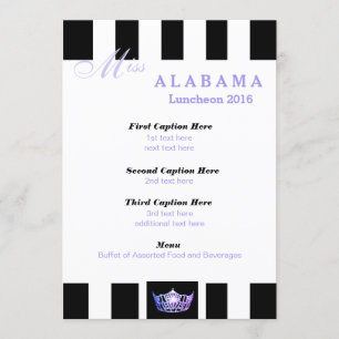 Carte du programme de déjeuner Miss America Black
