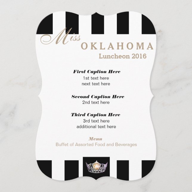 Carte du programme de déjeuner Miss America Black  (Devant)