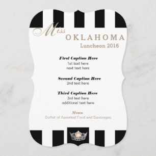 Carte du programme de déjeuner Miss America Black