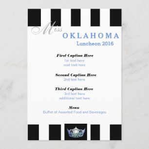Carte du programme de déjeuner Miss America Black