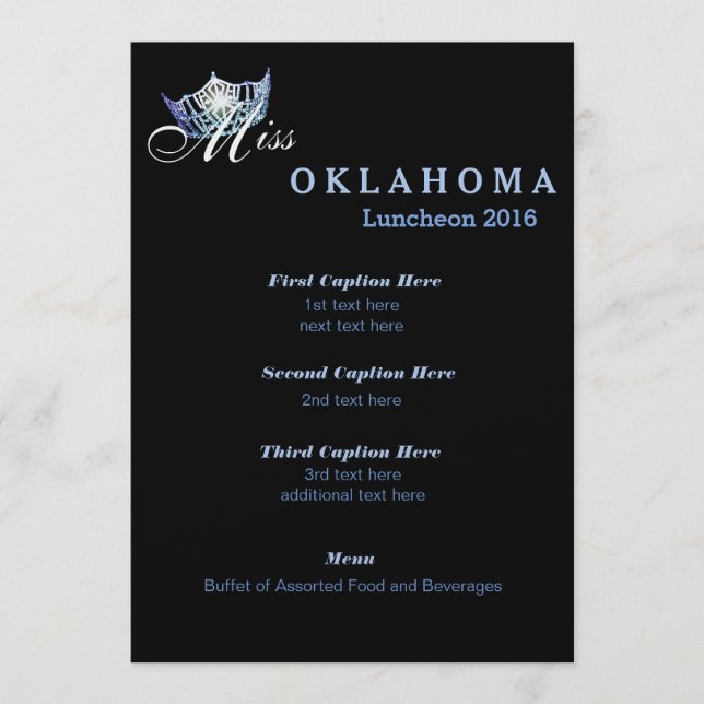 Carte du programme de déjeuner Miss America Black  (Devant)