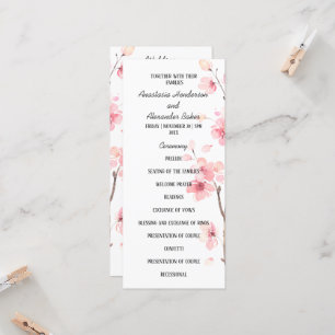 Carte du programme de mariage.