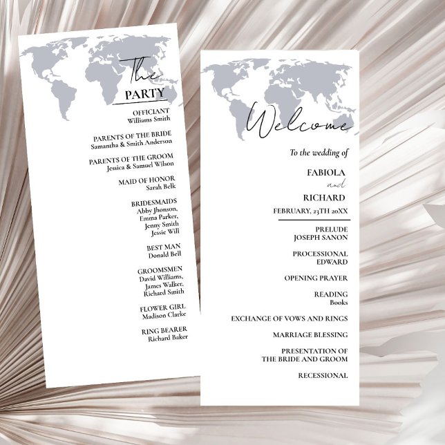 Carte du programme de mariage bleu marine (Créateur téléchargé)