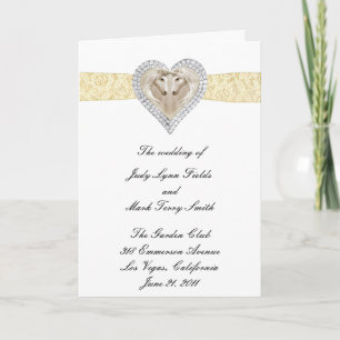 Carte du programme de mariage de dentelle jaune Un