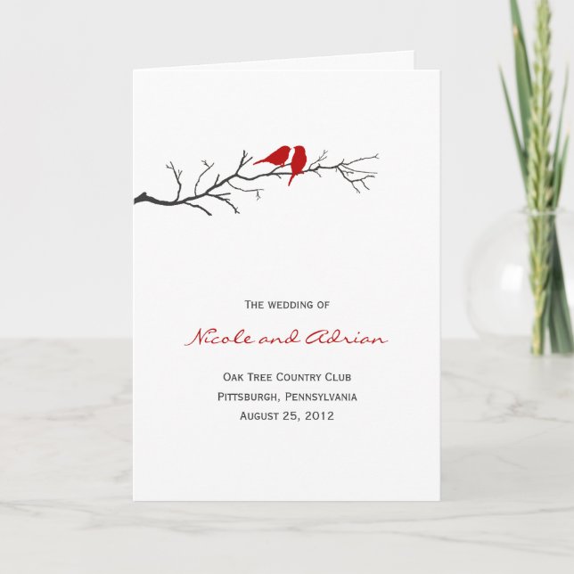 Carte du programme de mariage des silhouettes d'oi (Devant)