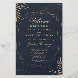 Carte du programme de mariage géométrique Gold Euc