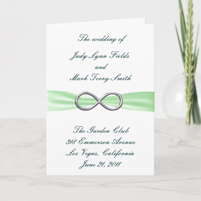 Carte du programme de mariage Green Infinity (Devant)