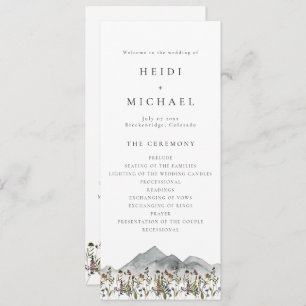 Carte du programme de mariage long Fleur sauvage H