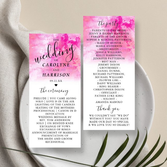 Carte du programme de mariage Ombre Watercolor - R (Créateur téléchargé)