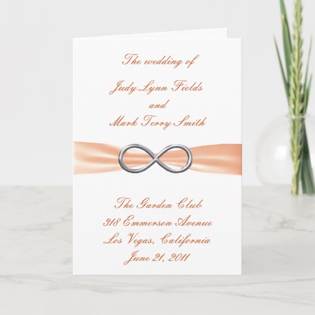 Carte du programme de mariage Orange Infinity (Devant)