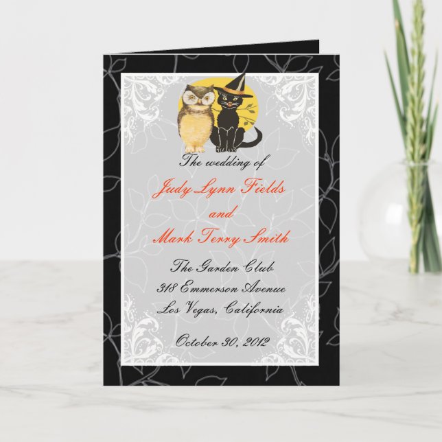 Carte du programme de mariage pour les chats et le (Devant)