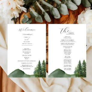 Carte du programme de mariage rustique Mountain Wo