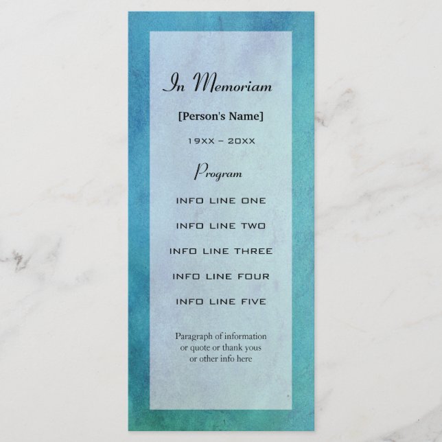 Carte du programme de service commémoratif (Devant)