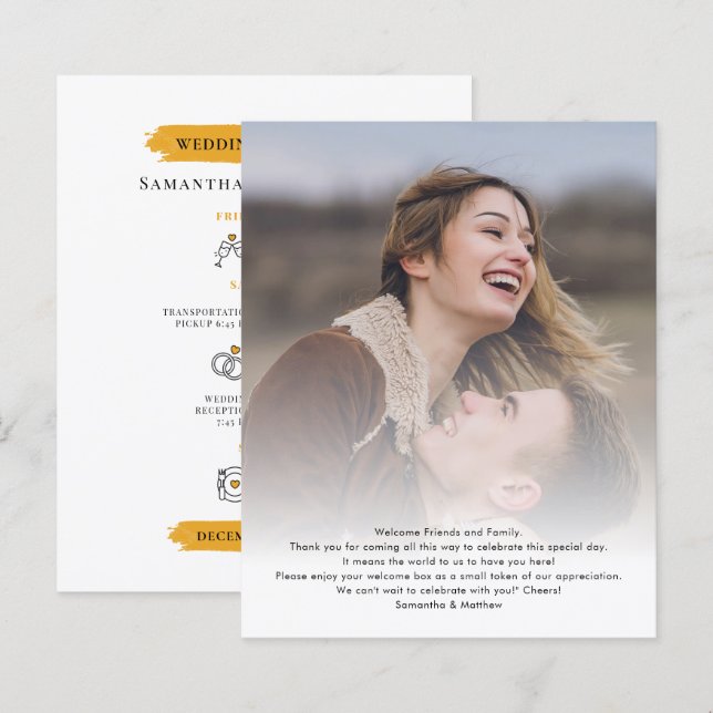 Carte du programme d'itinéraire de mariage de dest (Devant / Derrière)