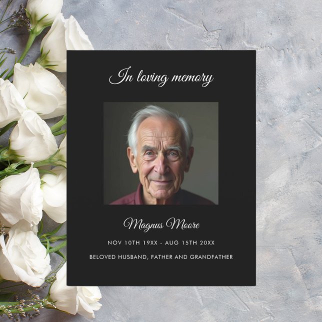 Carte du programme funéraire photo noir (Créateur téléchargé)