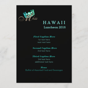Carte du programme Miss USA Black Shimmer Luncheon