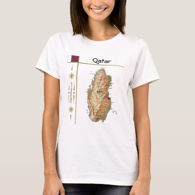 Carte du Qatar + Indicateur + Titre T-shirt (Devant)