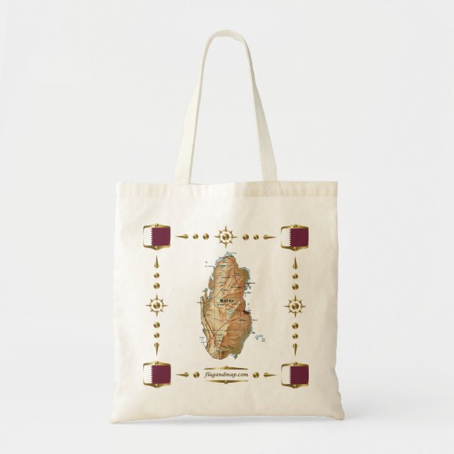 Carte du Qatar + Sac de drapeaux (Devant)