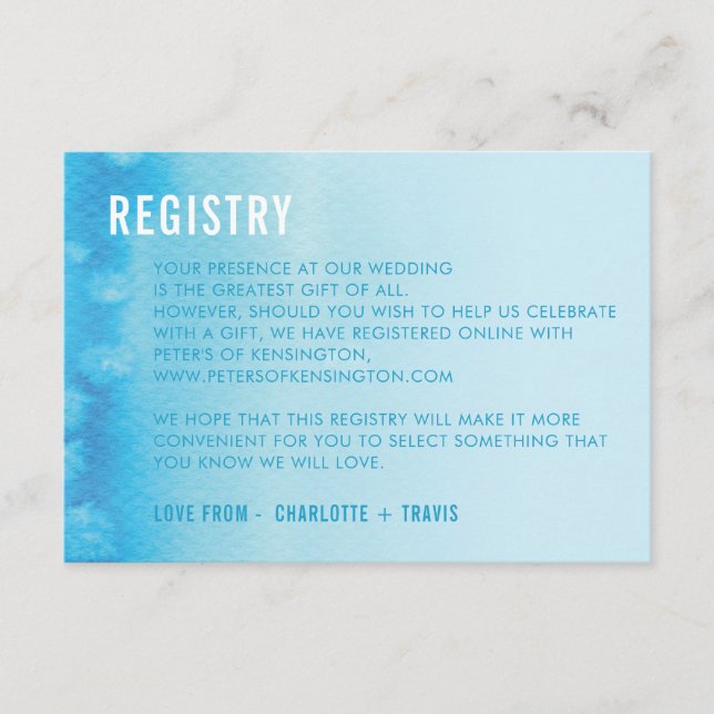 CARTE DU REGISTRE :: aquarelle bleu ombre (Devant)