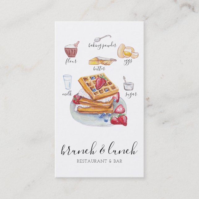 Carte du restaurant du logo de la gaufre d'aquarel (Devant)