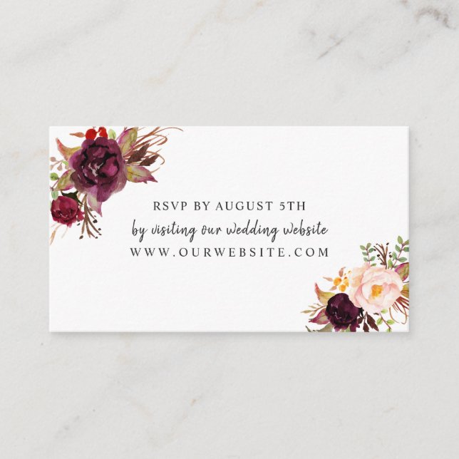 Carte du site rsvp de Marsala Burgundy Floral (Devant)