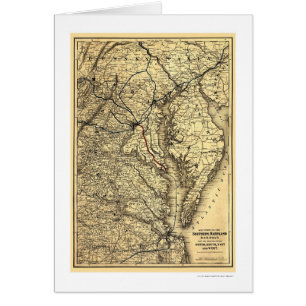 Carte du sud 1881 de chemin de fer du Maryland