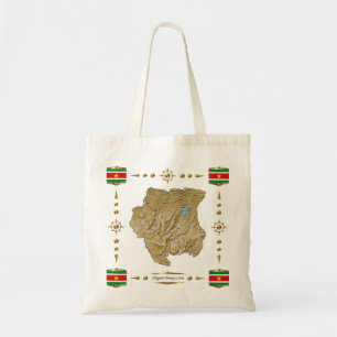 Carte du Surinam + Sac de drapeaux