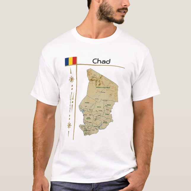 Carte du Tchad + Indicateur + Titre T-shirt (Devant)
