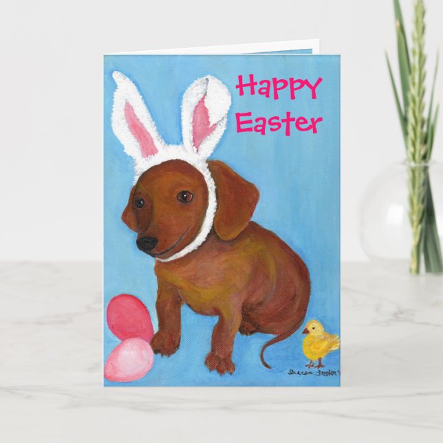 Carte du teckel 2010 de lapin de Pâques (Devant)