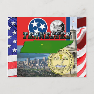 Carte du Tennessee, Drapeau, sceau d'état et photo