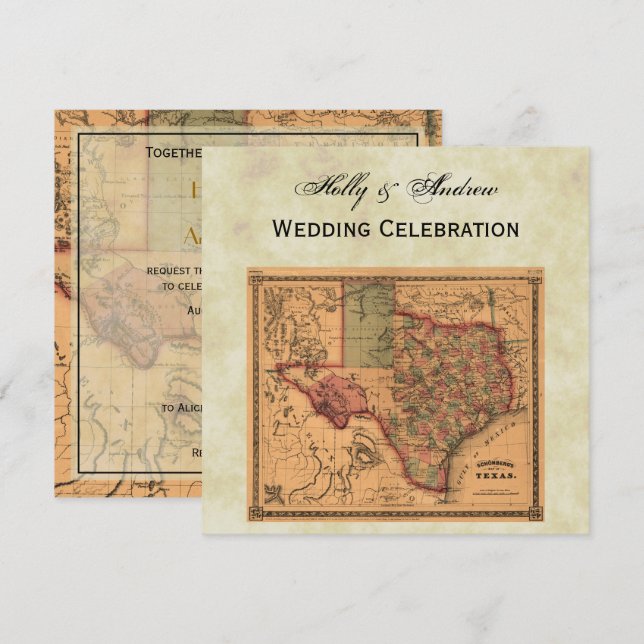 * Carte du Texas antique #1, BG en détresse #3 (Devant / Derrière)