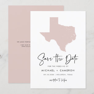 Carte du Texas rose vif Script minimaliste moderne