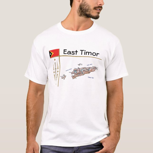 Carte du Timor Oriental + Drapeau + Titre T-shirt (Devant)