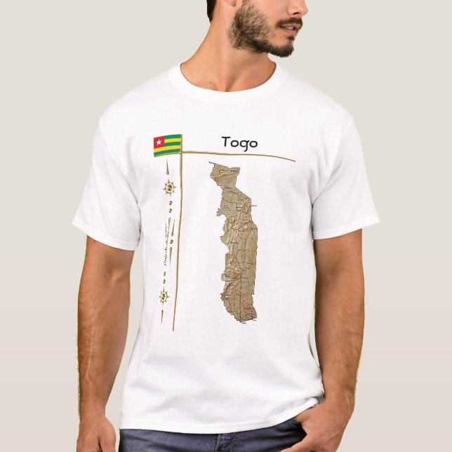 Carte du Togo + Drapeau + Titre T-shirt (Devant)