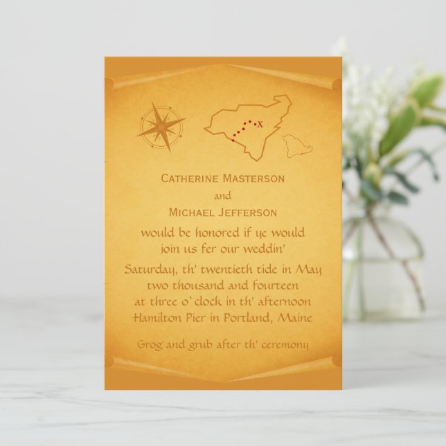 Carte du trésor Invitation de mariage (Debout devant)
