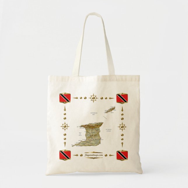Carte du Trinidad-et-Tobago + Sac de drapeaux (Devant)