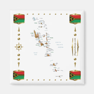 Carte du Vanuatu + Magnet des drapeaux