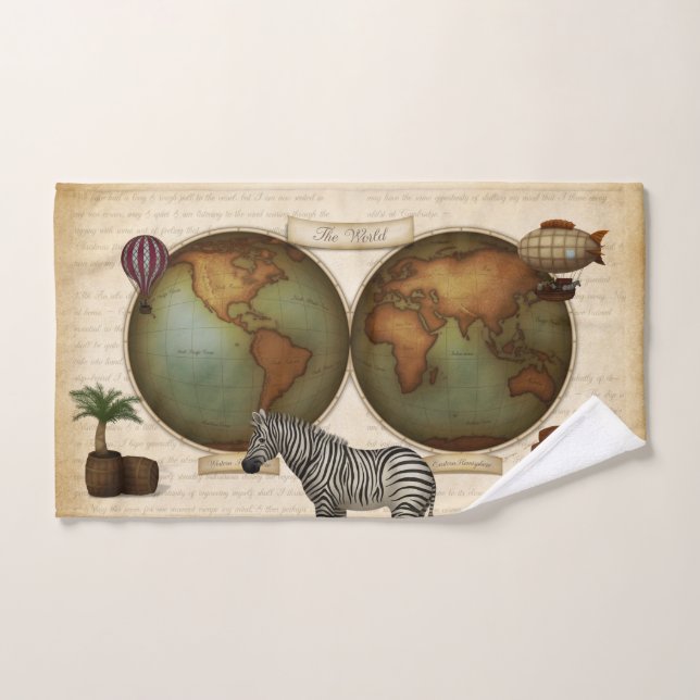 Carte du voyageur du monde néo-victorien Atlas Ste (Serviette à main)