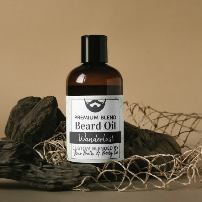 Carte du voyageur Étiquette d'huile de barbe avec  (Créateur téléchargé)