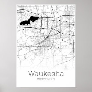 Carte du Waukesha - Wisconsin - Poster de la carte