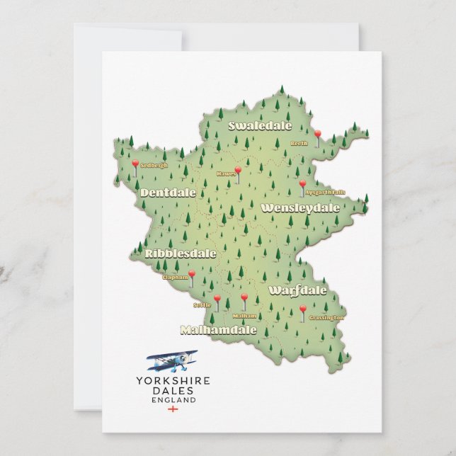 Carte du Yorkshire Dales Angleterre (Devant)